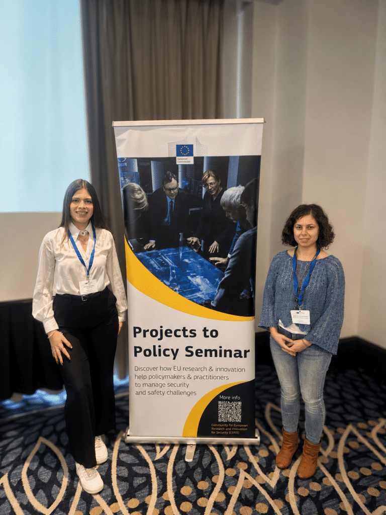 ForMAT team members Alina Harbovska and Ana Freire-Aradas at the Projects to Policy Seminar in Brussels 2026.